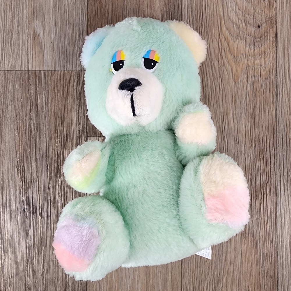 Vintage Conesco-Chase Mint Green Pastel Teddy Bear Plush Rainbow‎ Eyes Korea 8"
